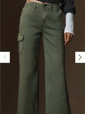PAIGE Olive Green Wide-Leg Cargo Jeans